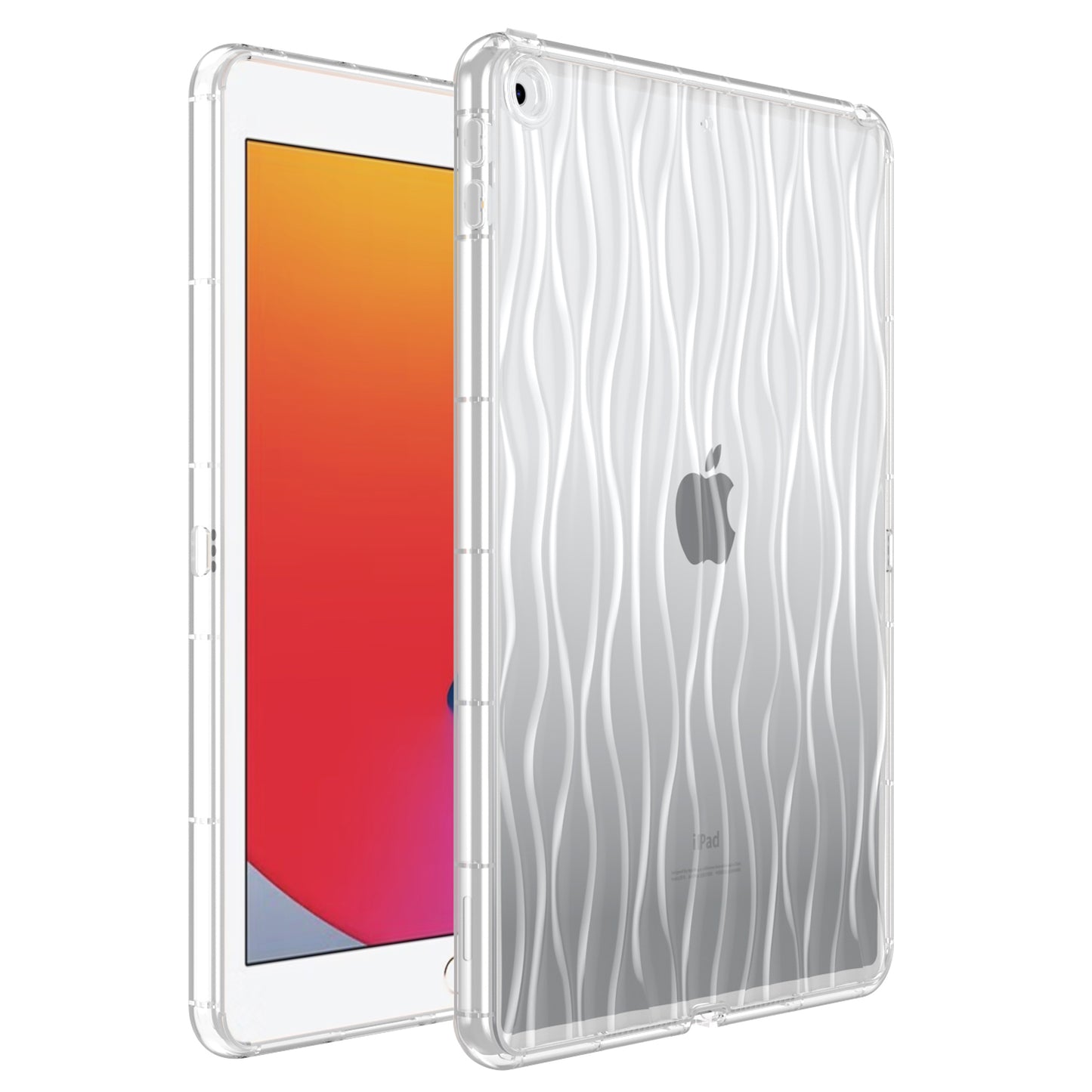 For iPad 10.2 (2019) / (2020) / (2021) Wave Texture Cover Soft TPU Transparent Tablet Protective Case
