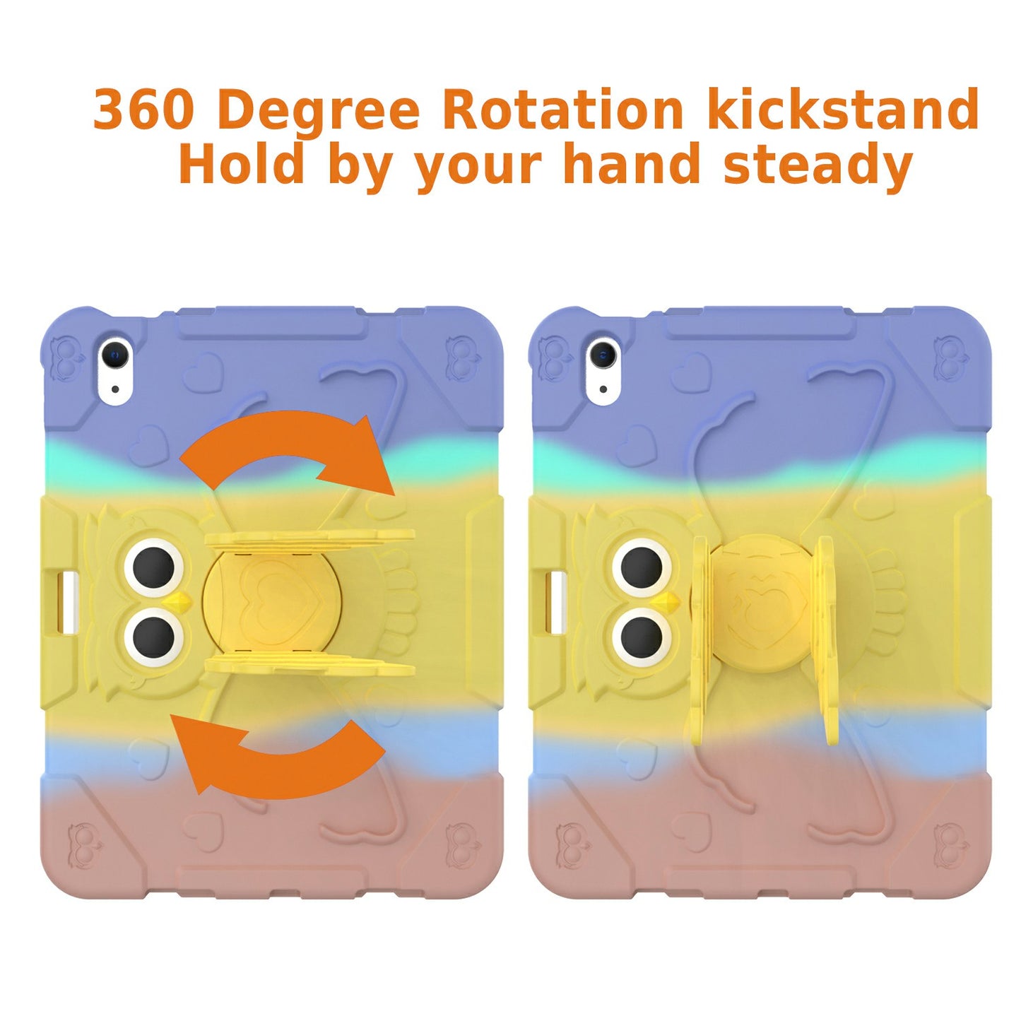 For iPad 10.9 (2022) Gradient Silicone Tablet Case Rotating PC Kickstand Anti-Slip Cover