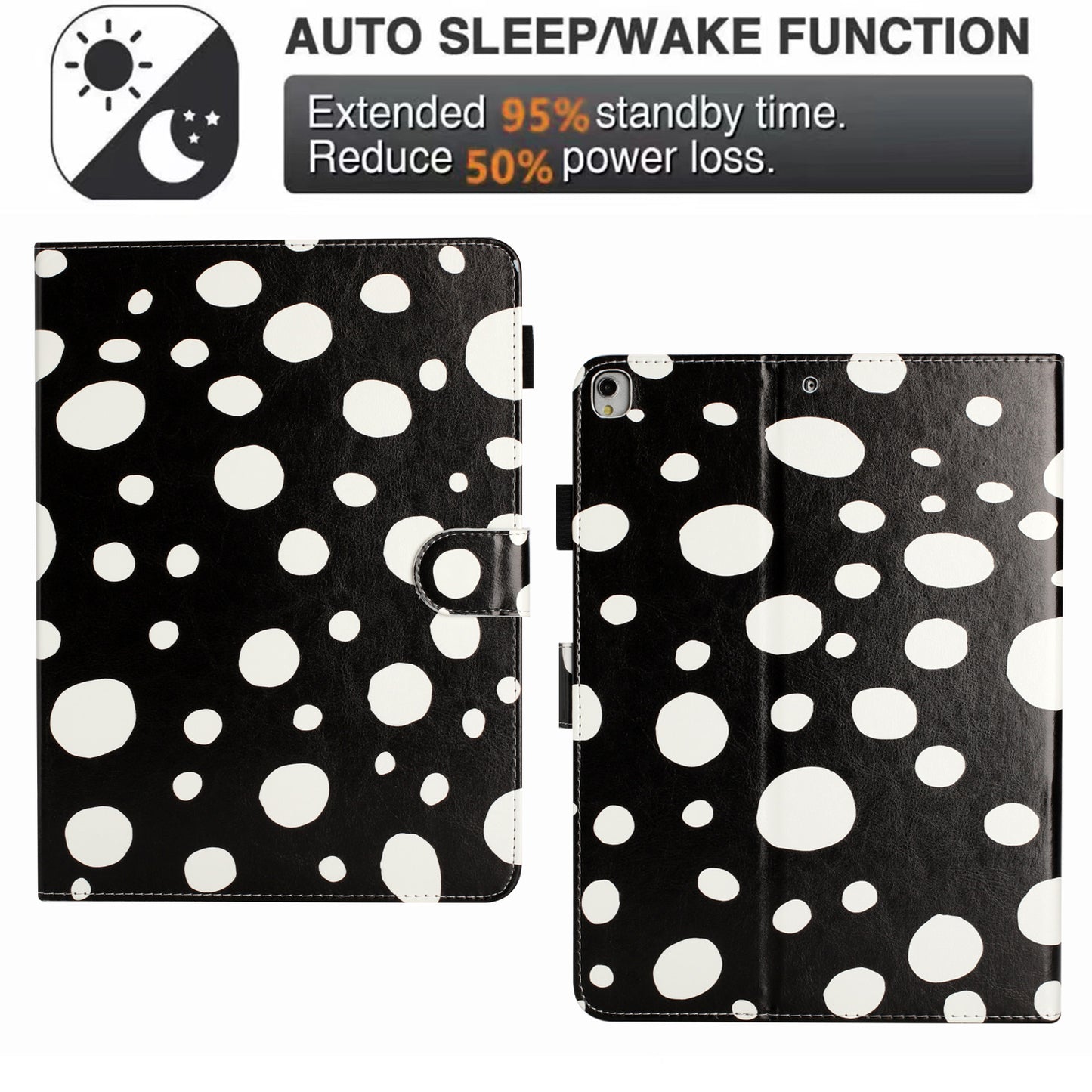 For iPad 10.2 (2021) / (2019) / (2020) / iPad Pro 10.5-inch (2017) PU Leather Case Dot Printing Anti-Drop Tablet Cover