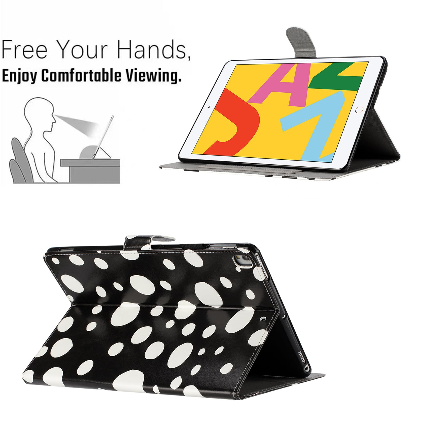 For iPad 10.2 (2021) / (2019) / (2020) / iPad Pro 10.5-inch (2017) PU Leather Case Dot Printing Anti-Drop Tablet Cover