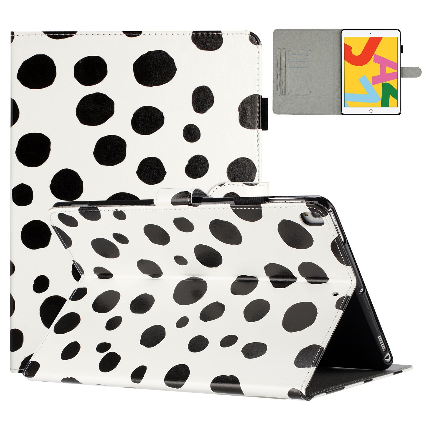 For iPad 10.2 (2021) / (2019) / (2020) / iPad Pro 10.5-inch (2017) PU Leather Case Dot Printing Anti-Drop Tablet Cover
