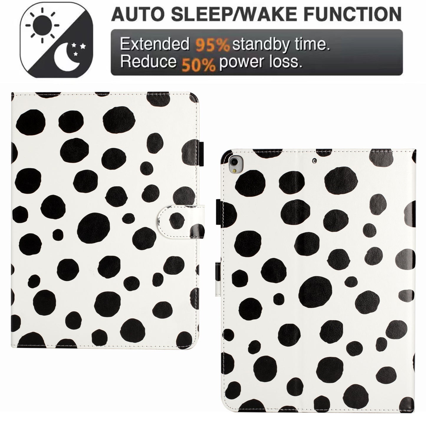 For iPad 10.2 (2021) / (2019) / (2020) / iPad Pro 10.5-inch (2017) PU Leather Case Dot Printing Anti-Drop Tablet Cover
