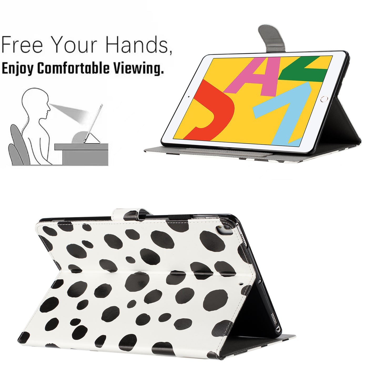 For iPad 10.2 (2021) / (2019) / (2020) / iPad Pro 10.5-inch (2017) PU Leather Case Dot Printing Anti-Drop Tablet Cover