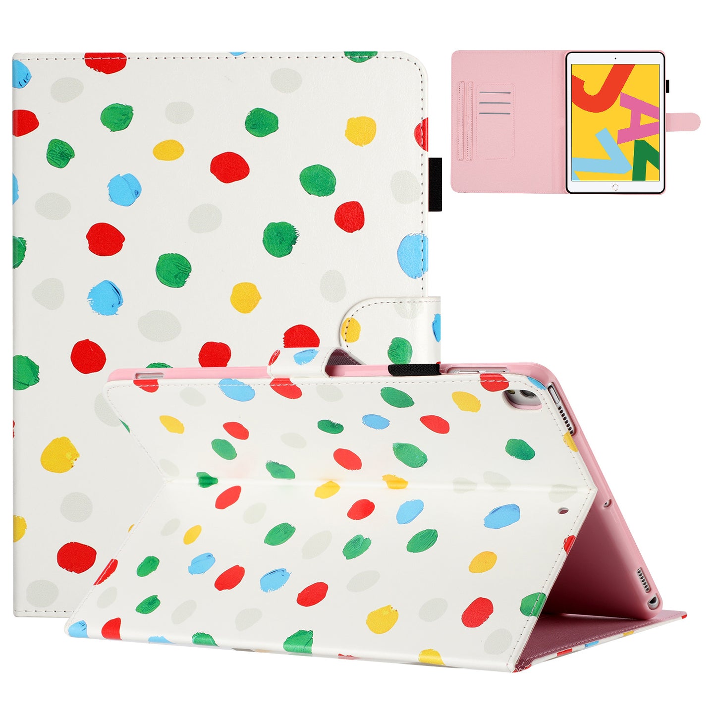 For iPad 10.2 (2021) / (2019) / (2020) / iPad Pro 10.5-inch (2017) PU Leather Case Dot Printing Anti-Drop Tablet Cover