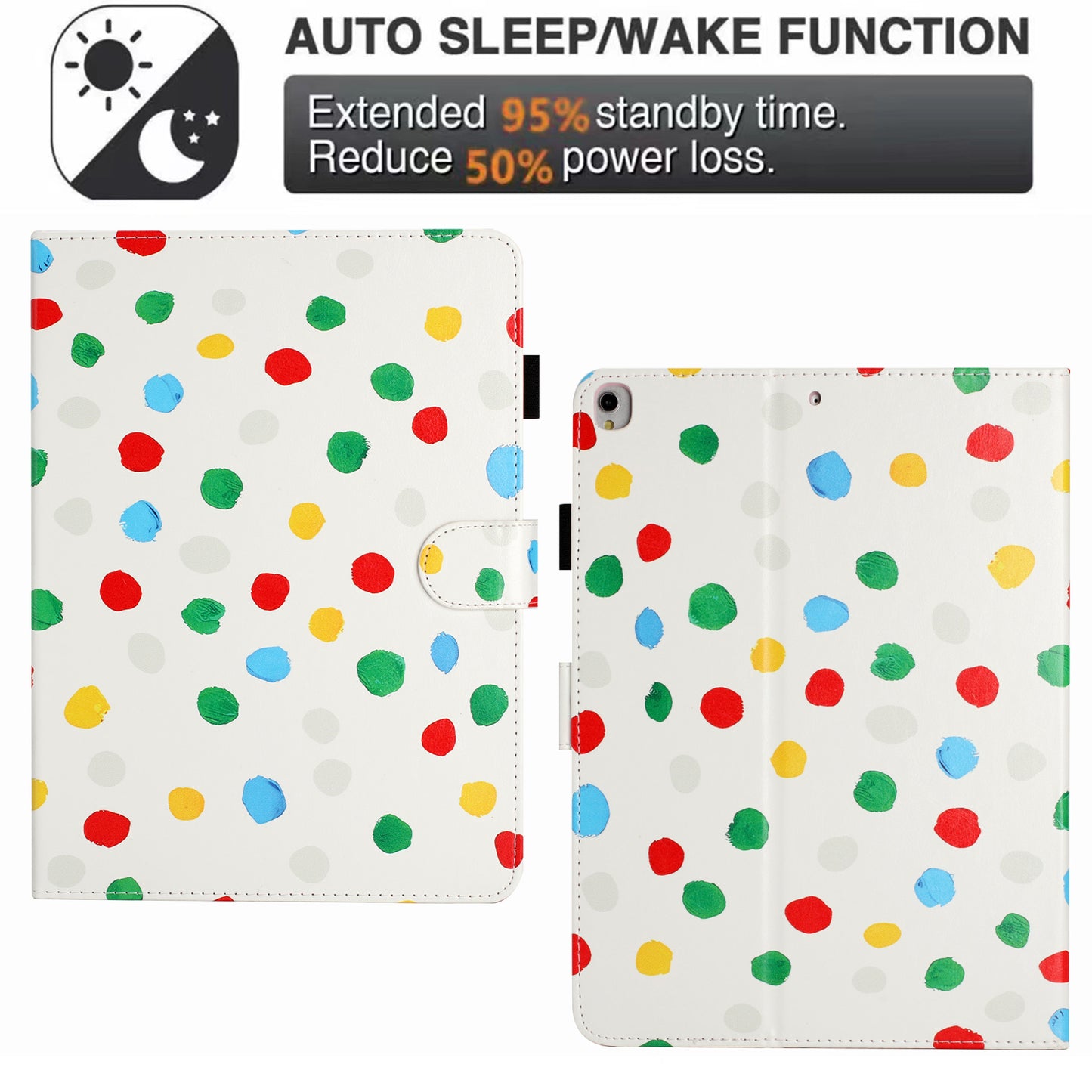 For iPad 10.2 (2021) / (2019) / (2020) / iPad Pro 10.5-inch (2017) PU Leather Case Dot Printing Anti-Drop Tablet Cover