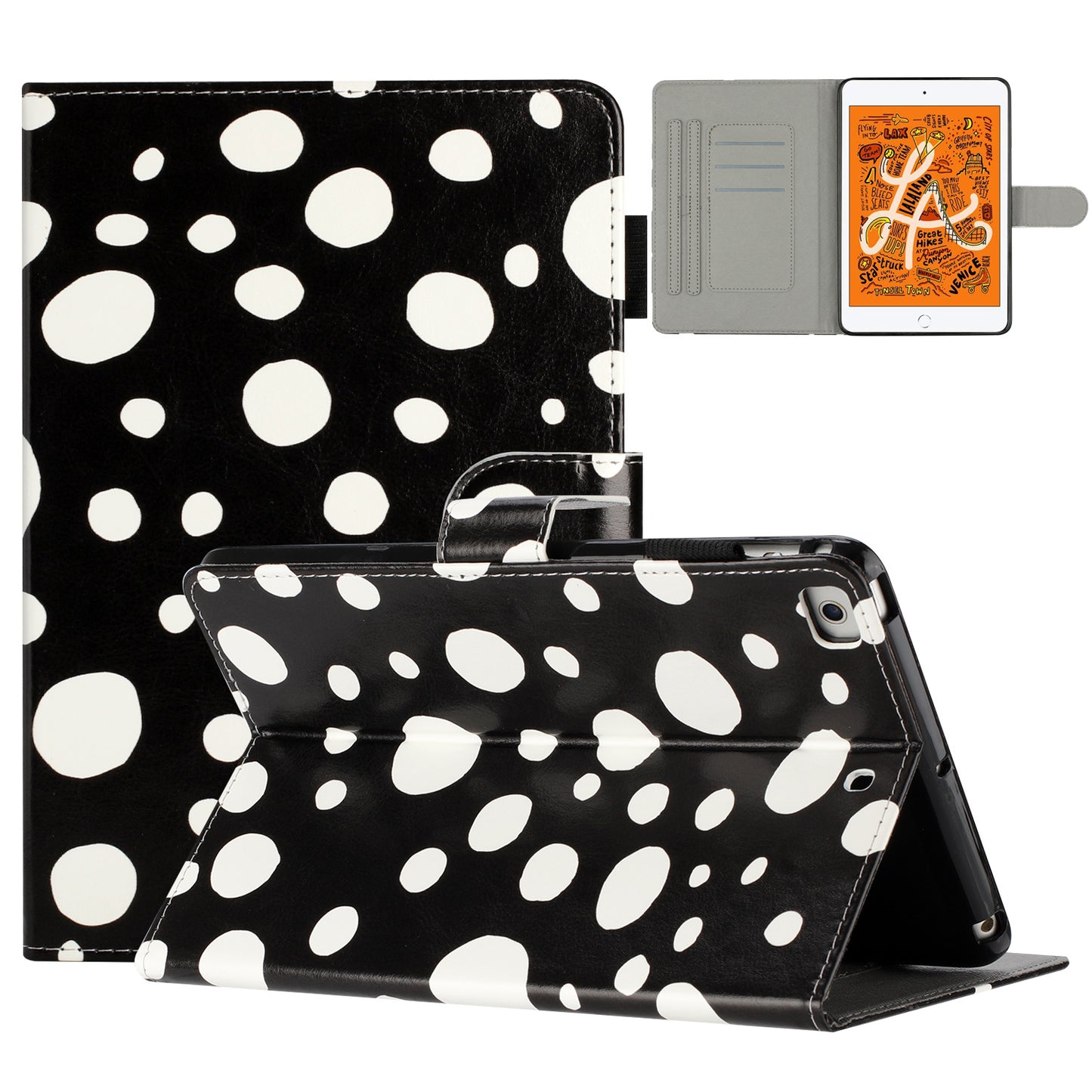 For iPad Air (2013) / Air 2 / iPad Pro 9.7 inch (2016) / iPad (2017) / (2018) Dot Printed Protective Tablet Case PU Leather Flip Cover