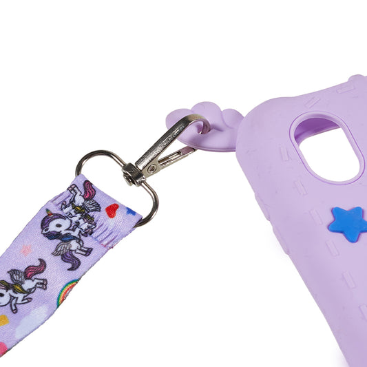 Cute Decor Tablet Shell for iPad 10.9 (2022) , Silicone+PC Tablet Cover Kickstand Case with Strap