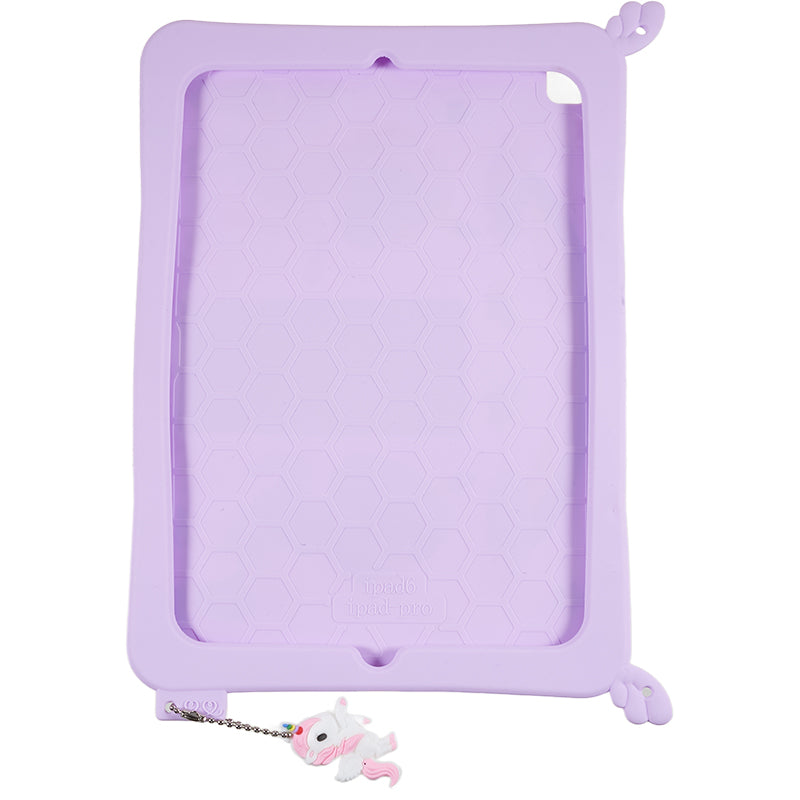 For iPad Air (2013) / Air 2 / iPad 9.7-inch (2017) / (2018) Cute Decor Shockproof Silicone+PC Tablet Cover Kickstand Case with Strap