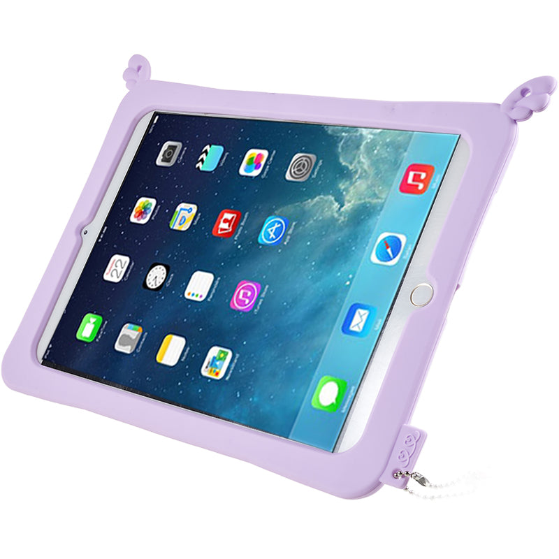 For iPad Air (2013) / Air 2 / iPad 9.7-inch (2017) / (2018) Cute Decor Shockproof Silicone+PC Tablet Cover Kickstand Case with Strap