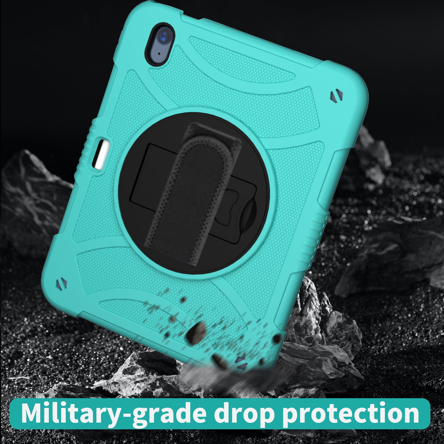 For iPad 10.9 (2022) Silicone+PC Tablet Case Kickstand Anti-Slip Drop Protection Cover with Pencil Holder