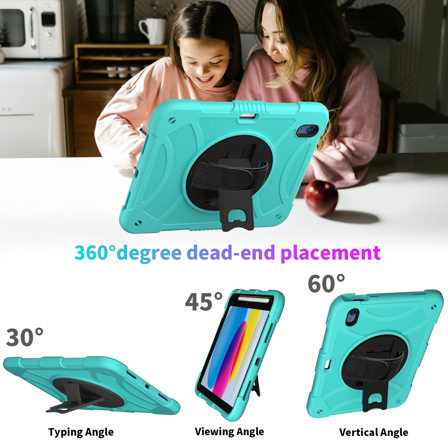 For iPad 10.9 (2022) Silicone+PC Tablet Case Kickstand Anti-Slip Drop Protection Cover with Pencil Holder