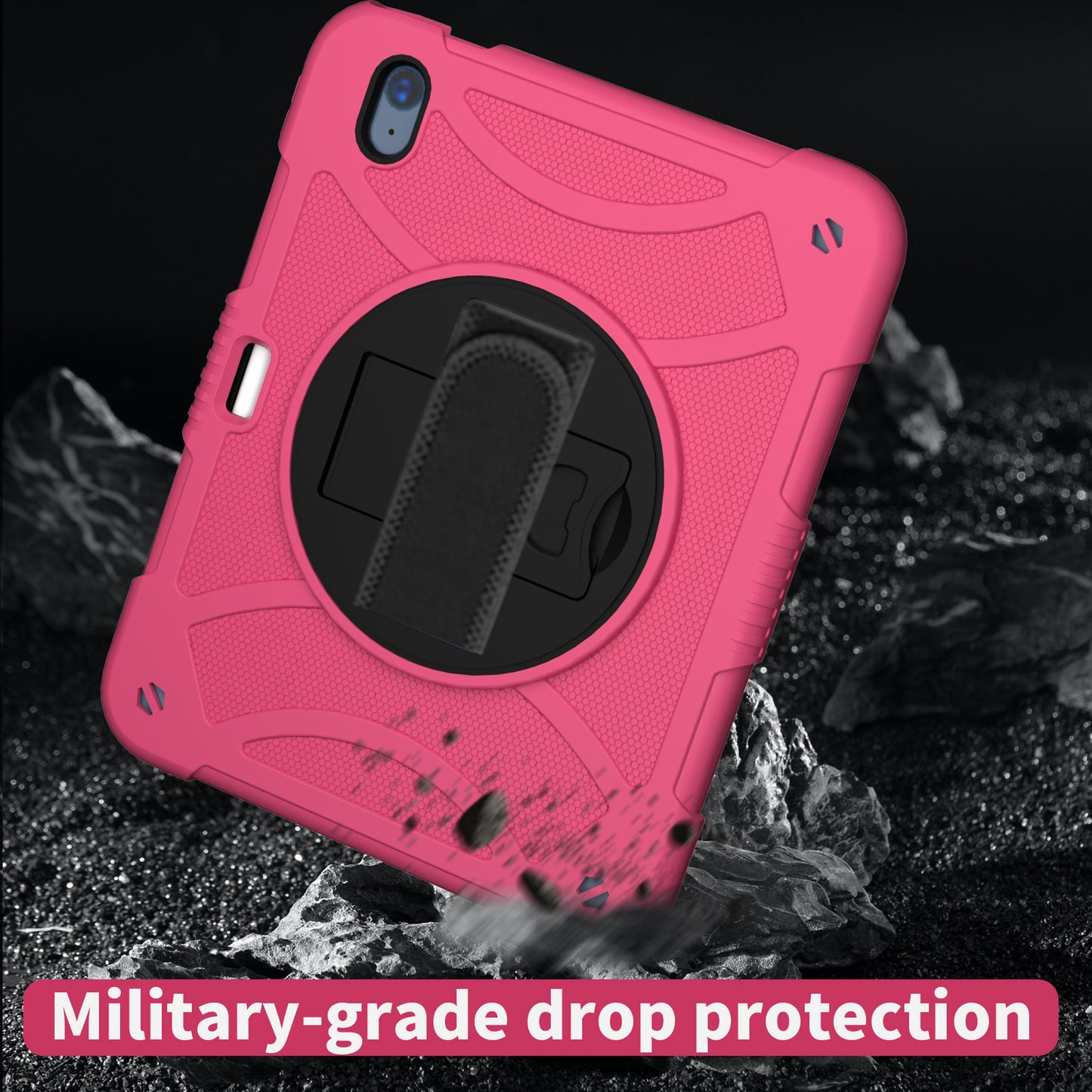 For iPad 10.9 (2022) Silicone+PC Tablet Case Kickstand Anti-Slip Drop Protection Cover with Pencil Holder