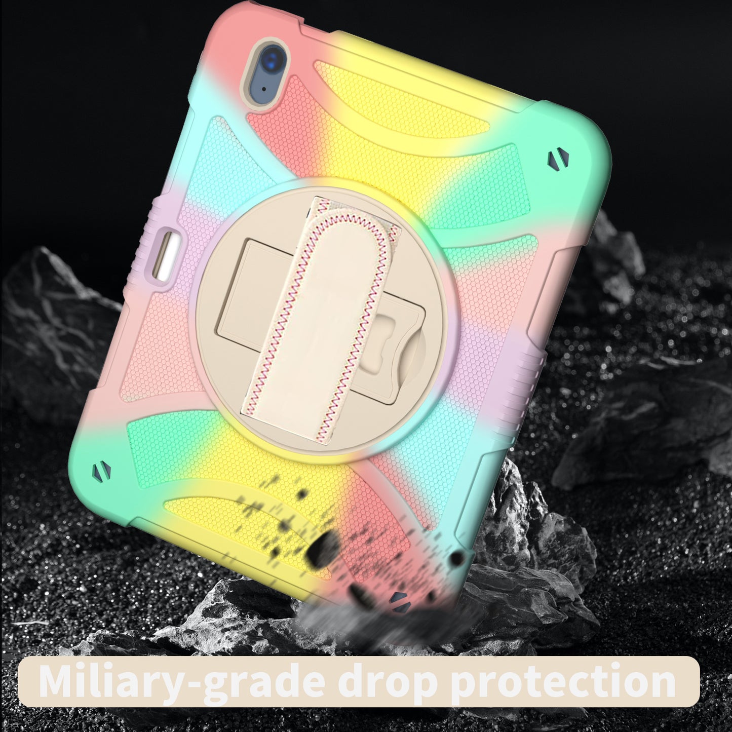 For iPad 10.9 (2022) Silicone+PC Tablet Case Kickstand Anti-Slip Drop Protection Cover with Pencil Holder