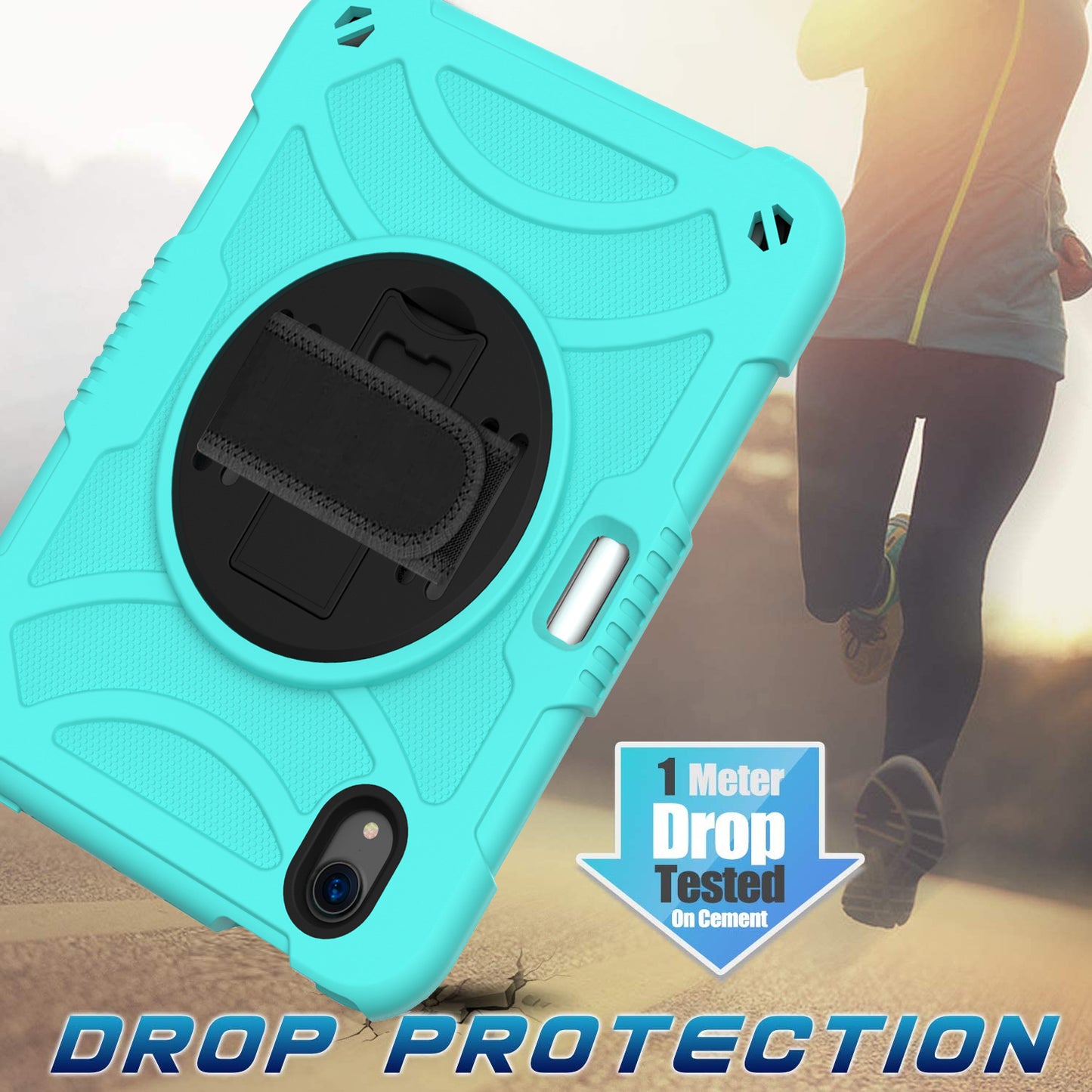 For iPad mini (2021) Silicone+PC Protective Cover Rotating Kickstand Shockproof Tablet Case with Pencil Holder