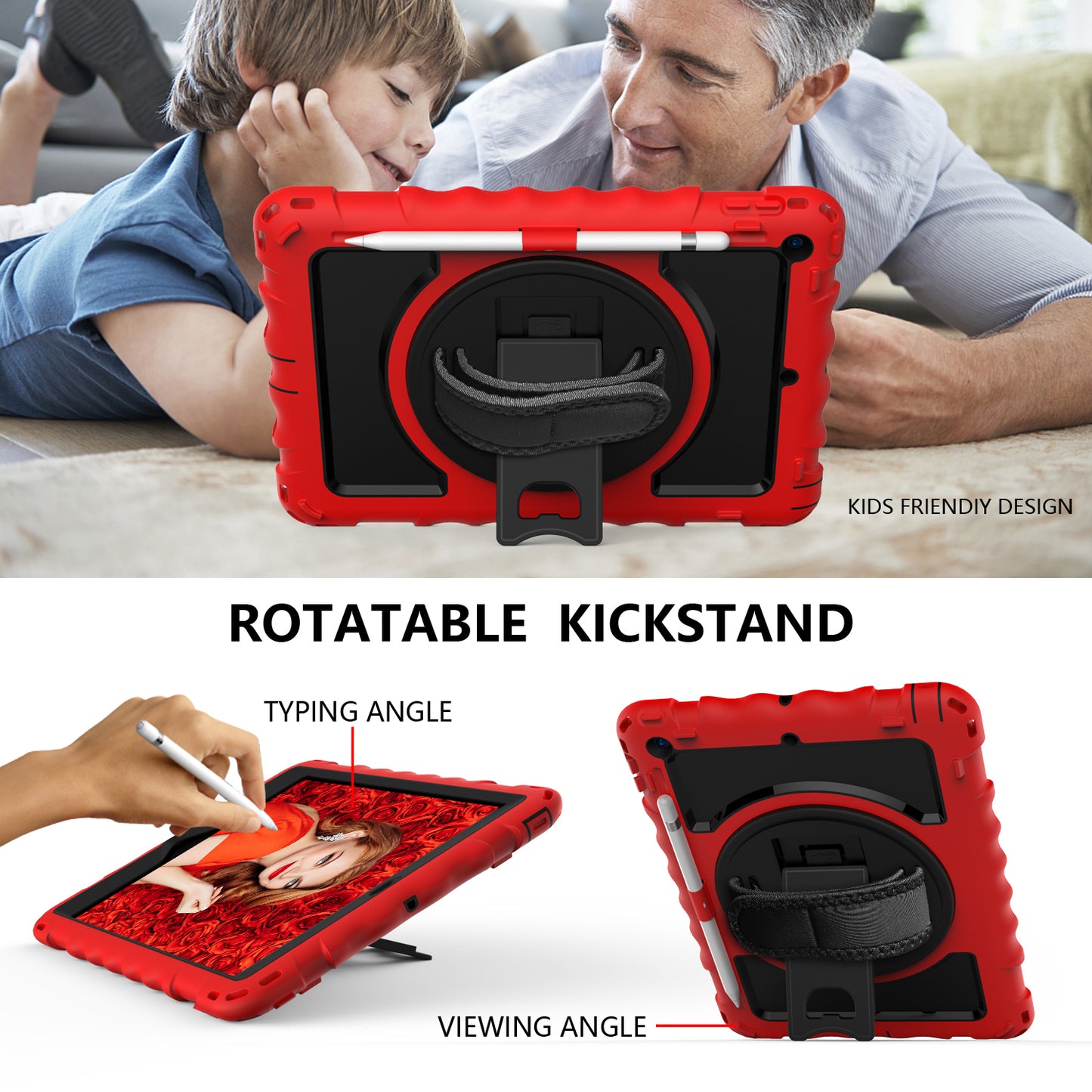 For iPad 10.2 (2021) / (2020) / (2019) Rotating Kickstand Tablet Case Silicone+PC Anti-drop Tablet Cover