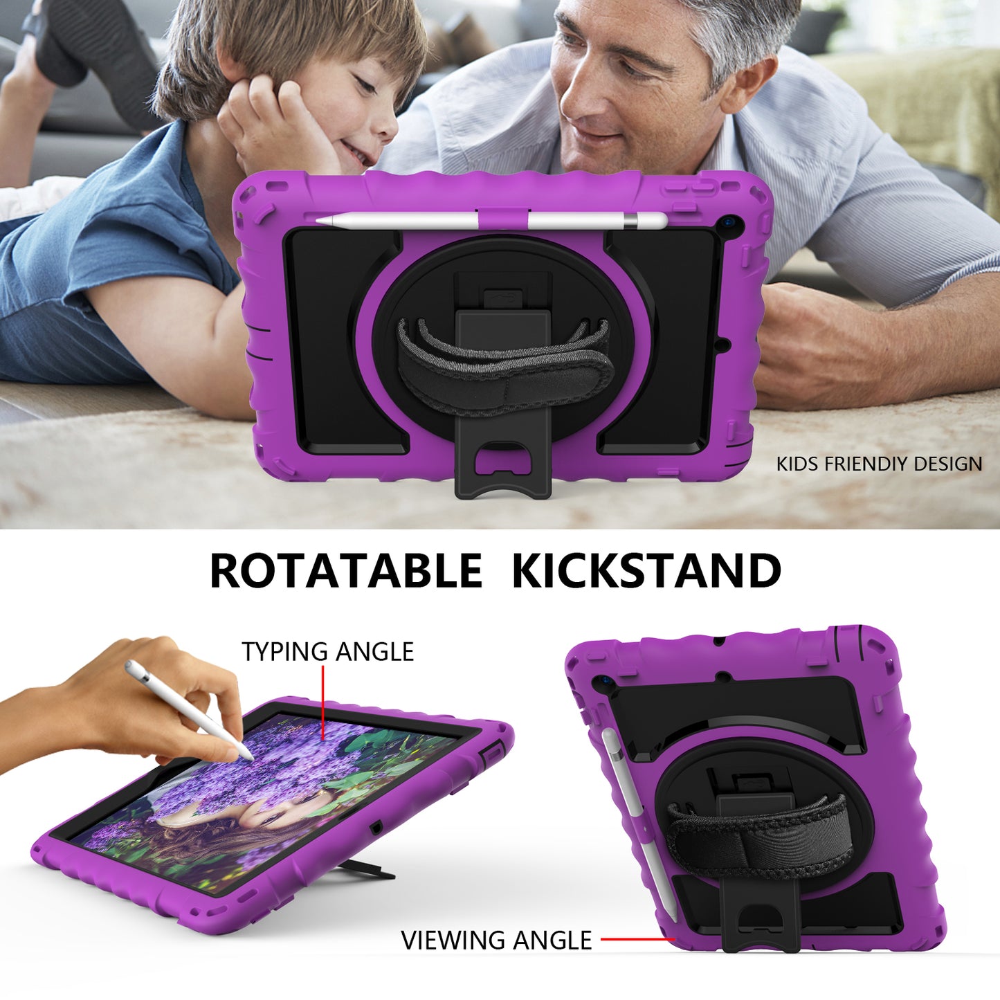For iPad 10.2 (2021) / (2020) / (2019) Rotating Kickstand Tablet Case Silicone+PC Anti-drop Tablet Cover