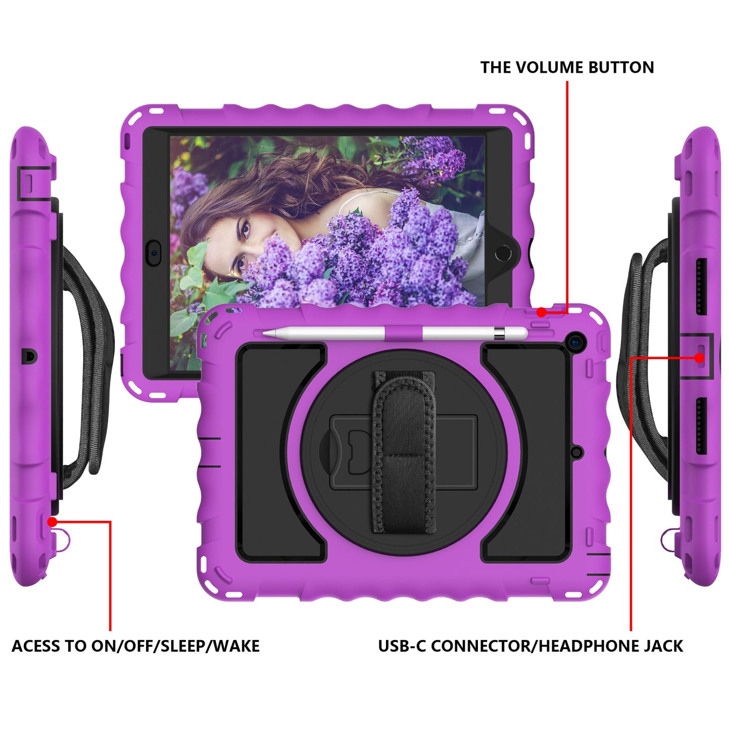 For iPad 10.2 (2021) / (2020) / (2019) Rotating Kickstand Tablet Case Silicone+PC Anti-drop Tablet Cover
