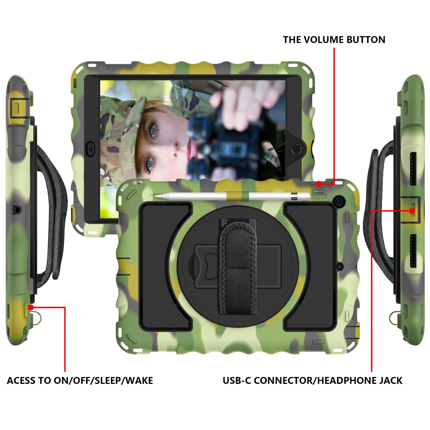 For iPad 10.2 (2021) / (2020) / (2019) Rotating Kickstand Tablet Case Silicone+PC Anti-drop Tablet Cover