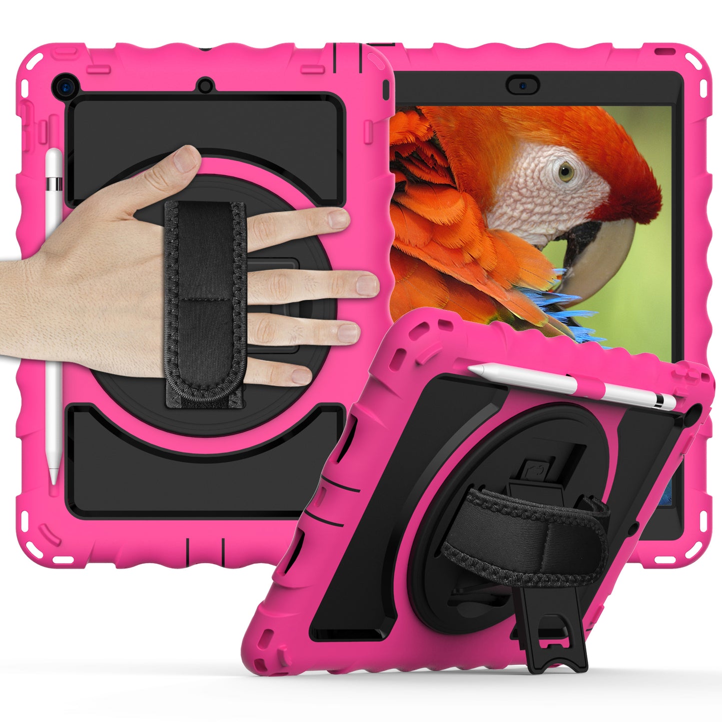 For iPad 10.2 (2021) / (2020) / (2019) Rotating Kickstand Tablet Case Silicone+PC Anti-drop Tablet Cover