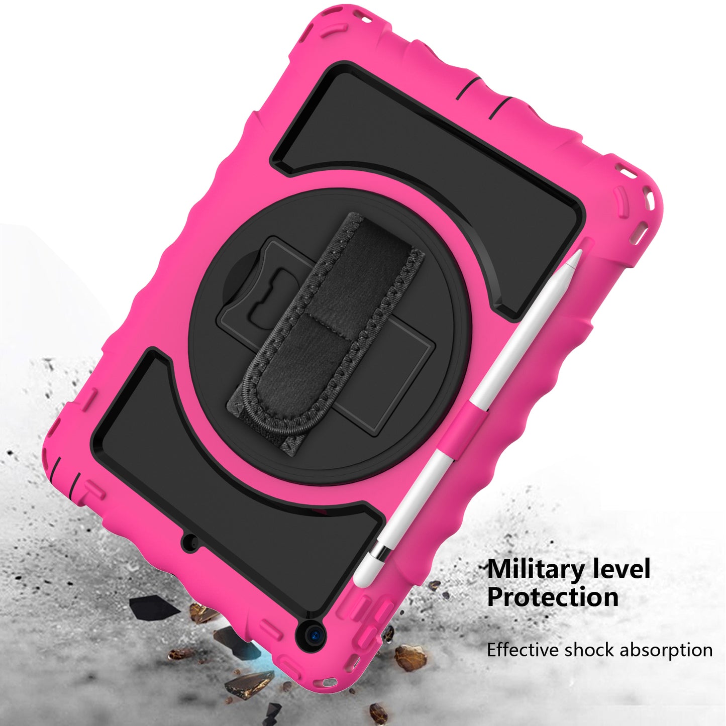 For iPad 10.2 (2021) / (2020) / (2019) Rotating Kickstand Tablet Case Silicone+PC Anti-drop Tablet Cover