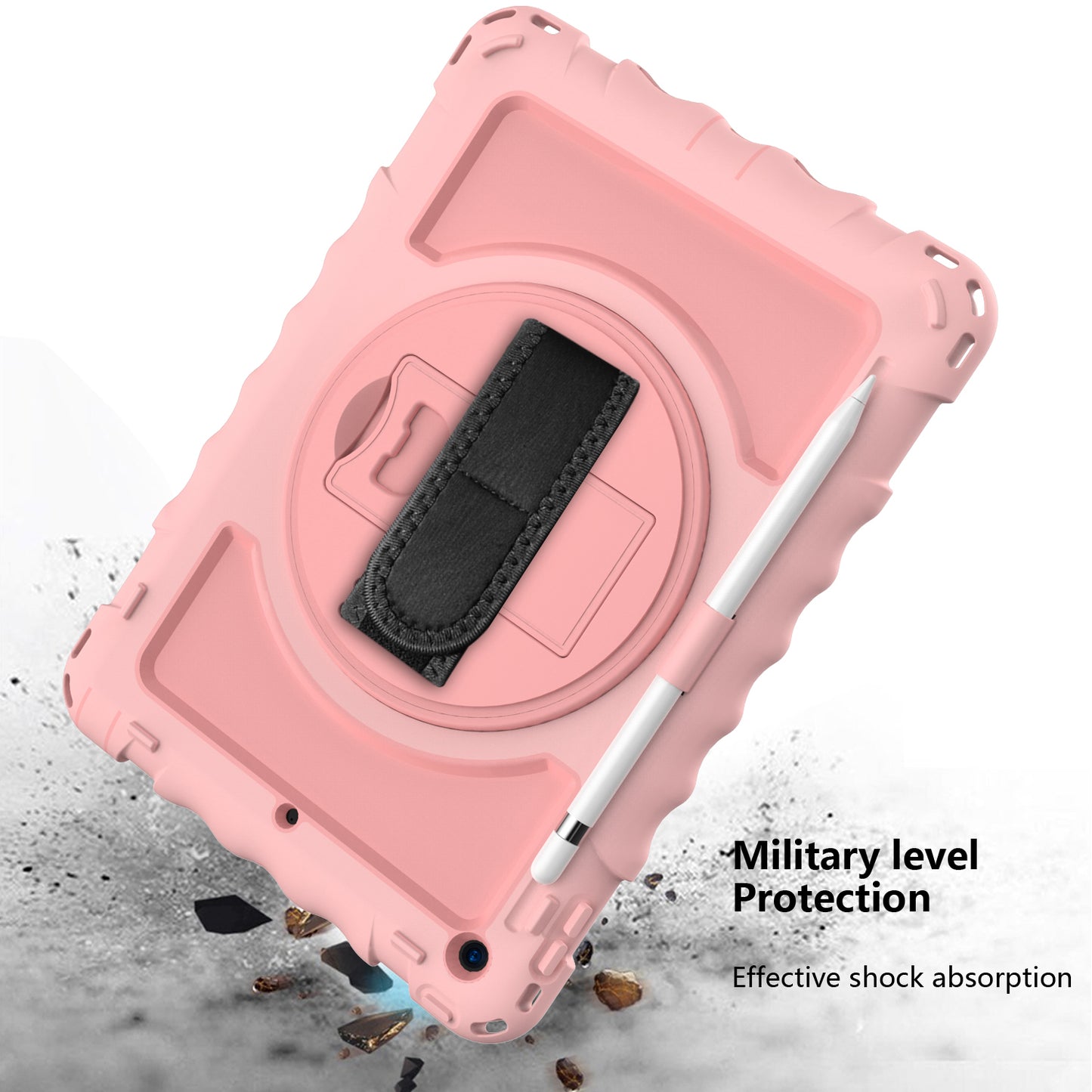 For iPad 10.2 (2021) / (2020) / (2019) Rotating Kickstand Tablet Case Silicone+PC Anti-drop Tablet Cover