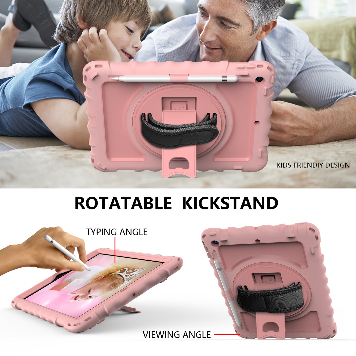 For iPad 10.2 (2021) / (2020) / (2019) Rotating Kickstand Tablet Case Silicone+PC Anti-drop Tablet Cover