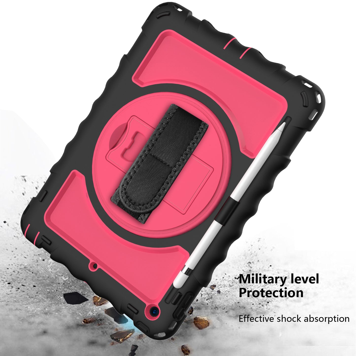 For iPad 10.2 (2021) / (2020) / (2019) Rotating Kickstand Tablet Case Silicone+PC Anti-drop Tablet Cover
