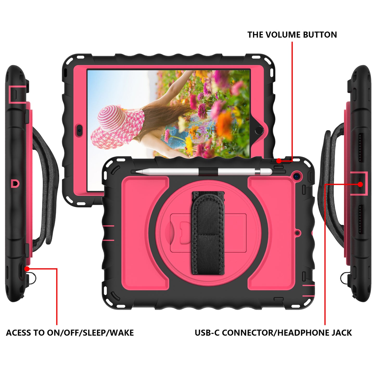 For iPad 10.2 (2021) / (2020) / (2019) Rotating Kickstand Tablet Case Silicone+PC Anti-drop Tablet Cover