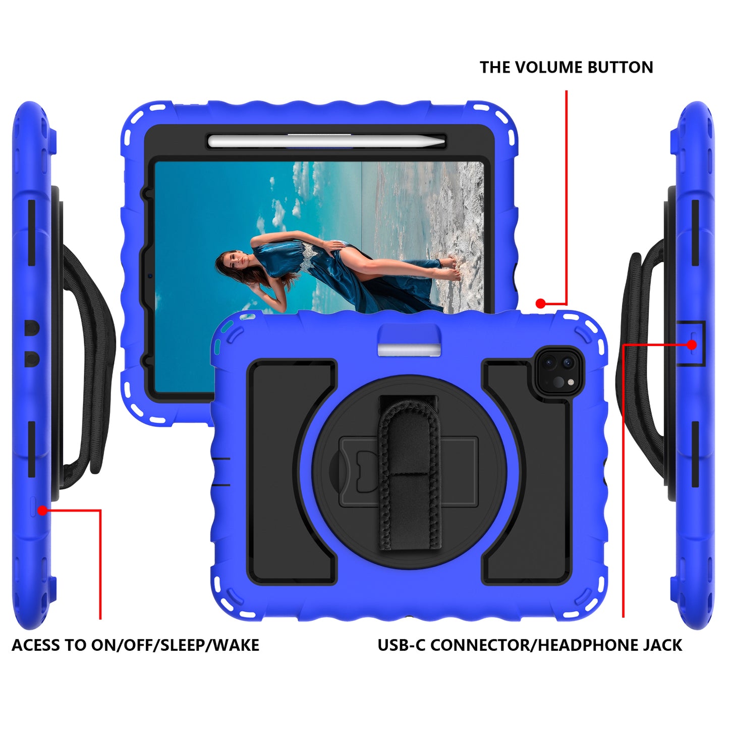 For iPad Pro 11-inch (2018) / (2020) / (2021) / (2022) / Air (2022) / (2020) Shockproof Kickstand Case Silicone+PC Tablet Cover