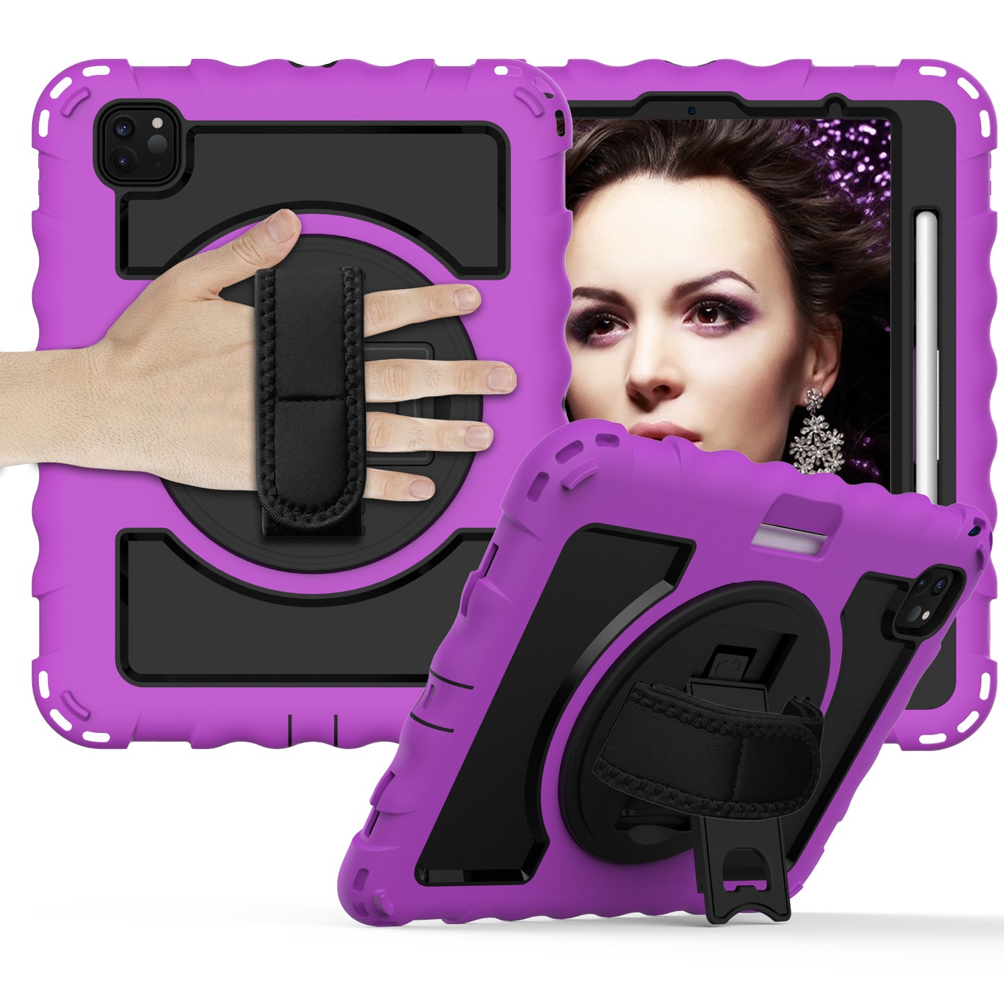 For iPad Pro 11-inch (2018) / (2020) / (2021) / (2022) / Air (2022) / (2020) Shockproof Kickstand Case Silicone+PC Tablet Cover