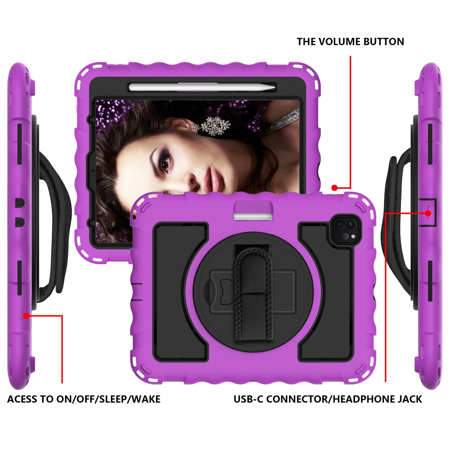 For iPad Pro 11-inch (2018) / (2020) / (2021) / (2022) / Air (2022) / (2020) Shockproof Kickstand Case Silicone+PC Tablet Cover