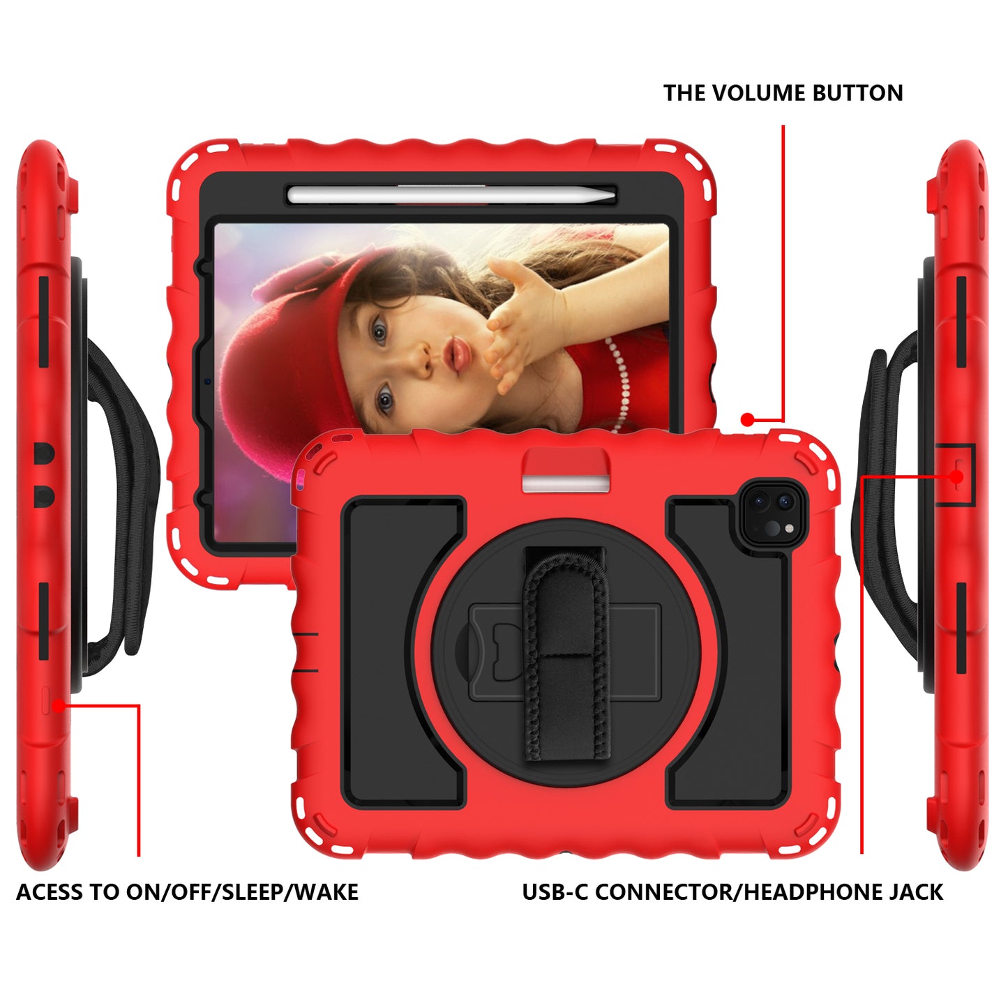 For iPad Pro 11-inch (2018) / (2020) / (2021) / (2022) / Air (2022) / (2020) Shockproof Kickstand Case Silicone+PC Tablet Cover