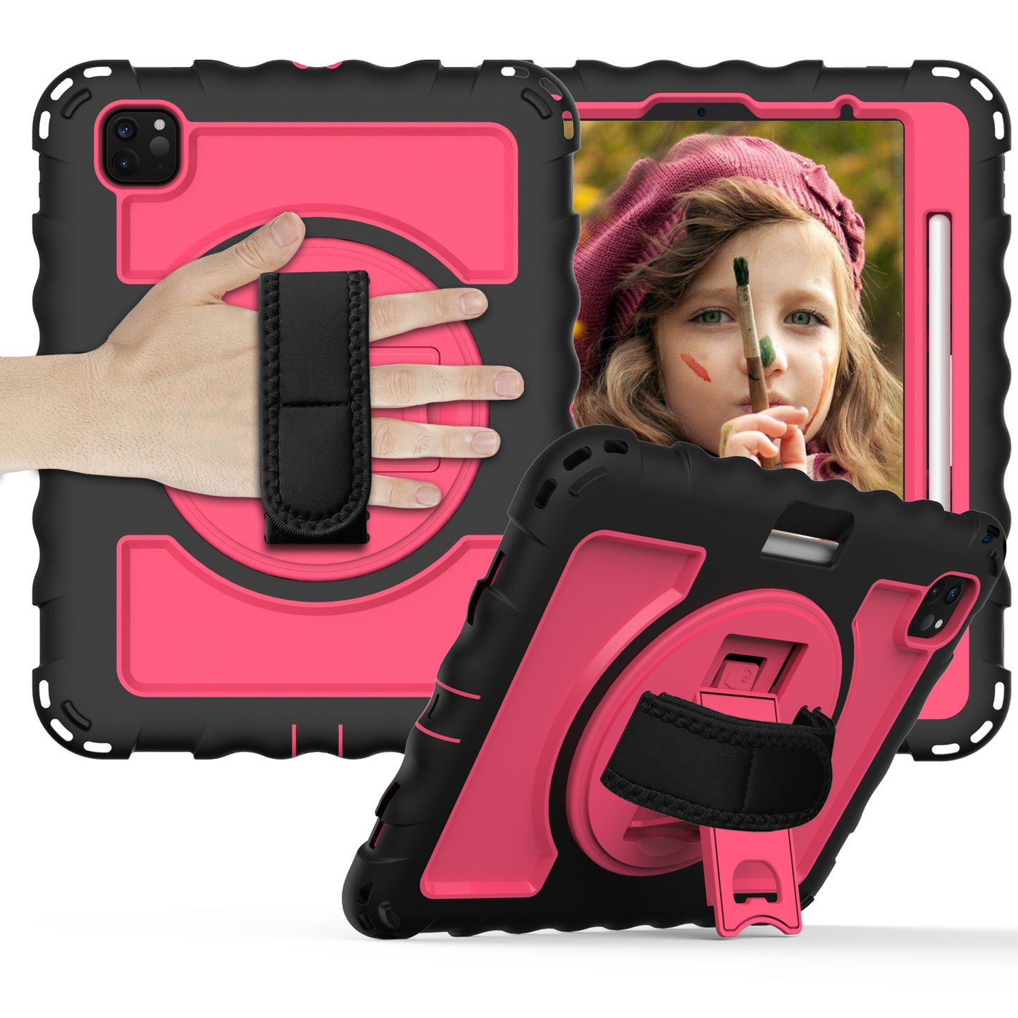 For iPad Pro 11-inch (2018) / (2020) / (2021) / (2022) / Air (2022) / (2020) Shockproof Kickstand Case Silicone+PC Tablet Cover
