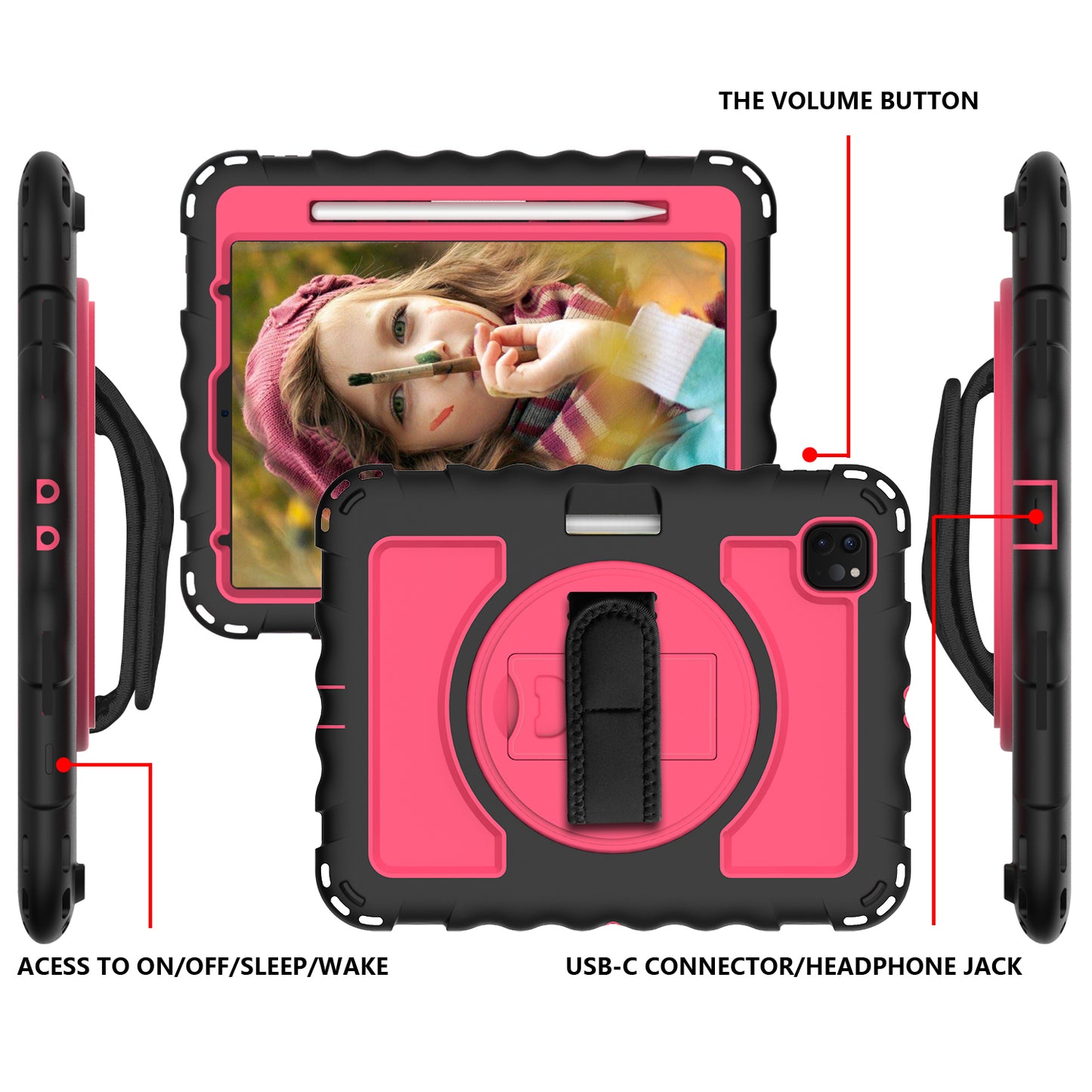 For iPad Pro 11-inch (2018) / (2020) / (2021) / (2022) / Air (2022) / (2020) Shockproof Kickstand Case Silicone+PC Tablet Cover