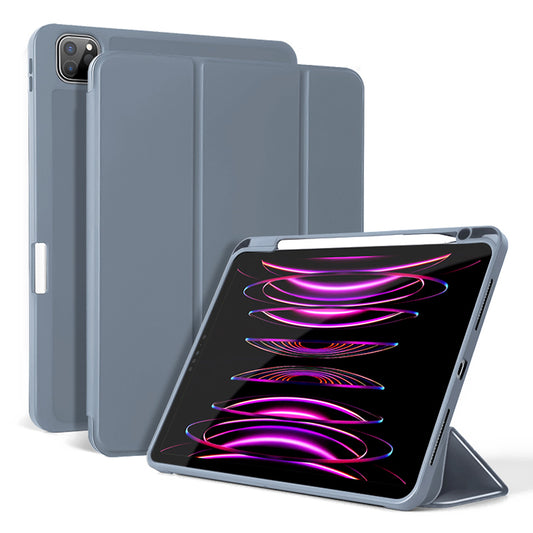 For iPad Pro 11 (2020) / (2021) / (2022) Shockproof Case PU Leather + TPU Tablet Case Tri-fold Stand Cover with Pen Slot