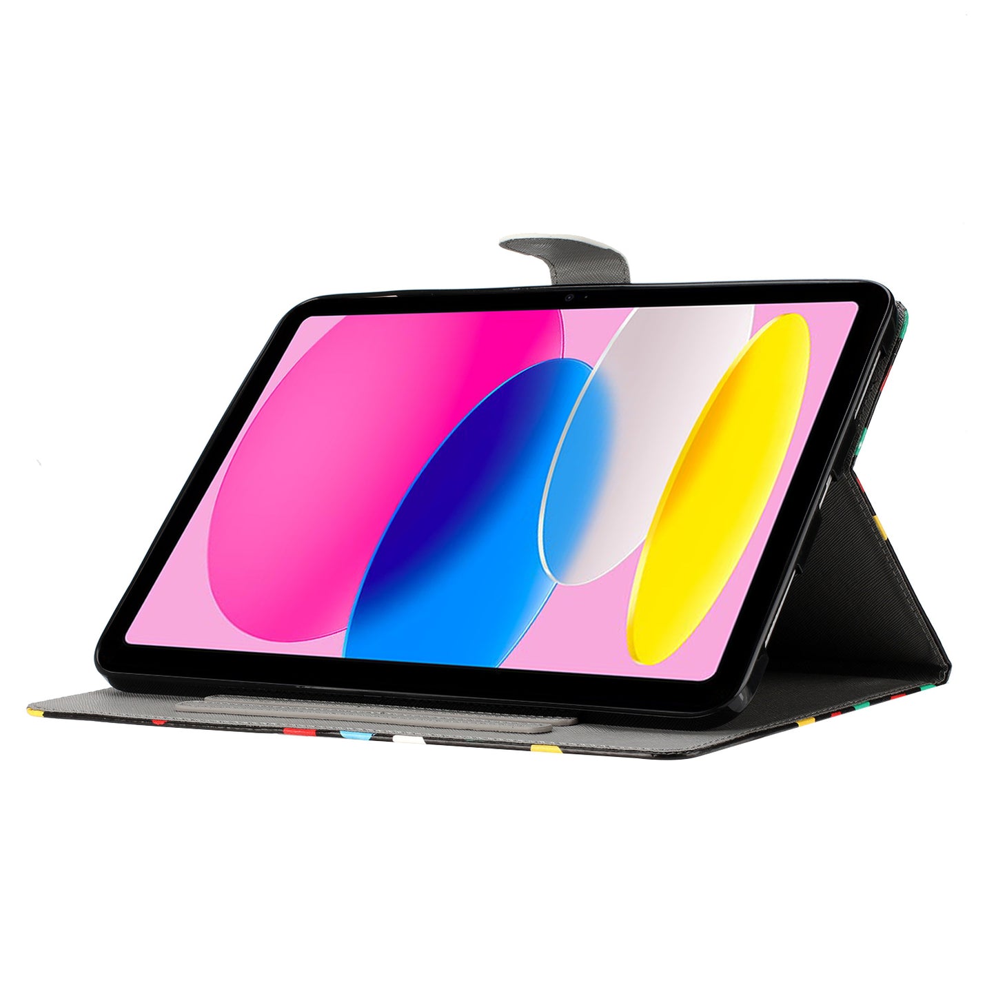 For iPad 10.9 (2022) PU Leather Tablet Cover Dots Pattern Stand Smart Cover with Card Holder