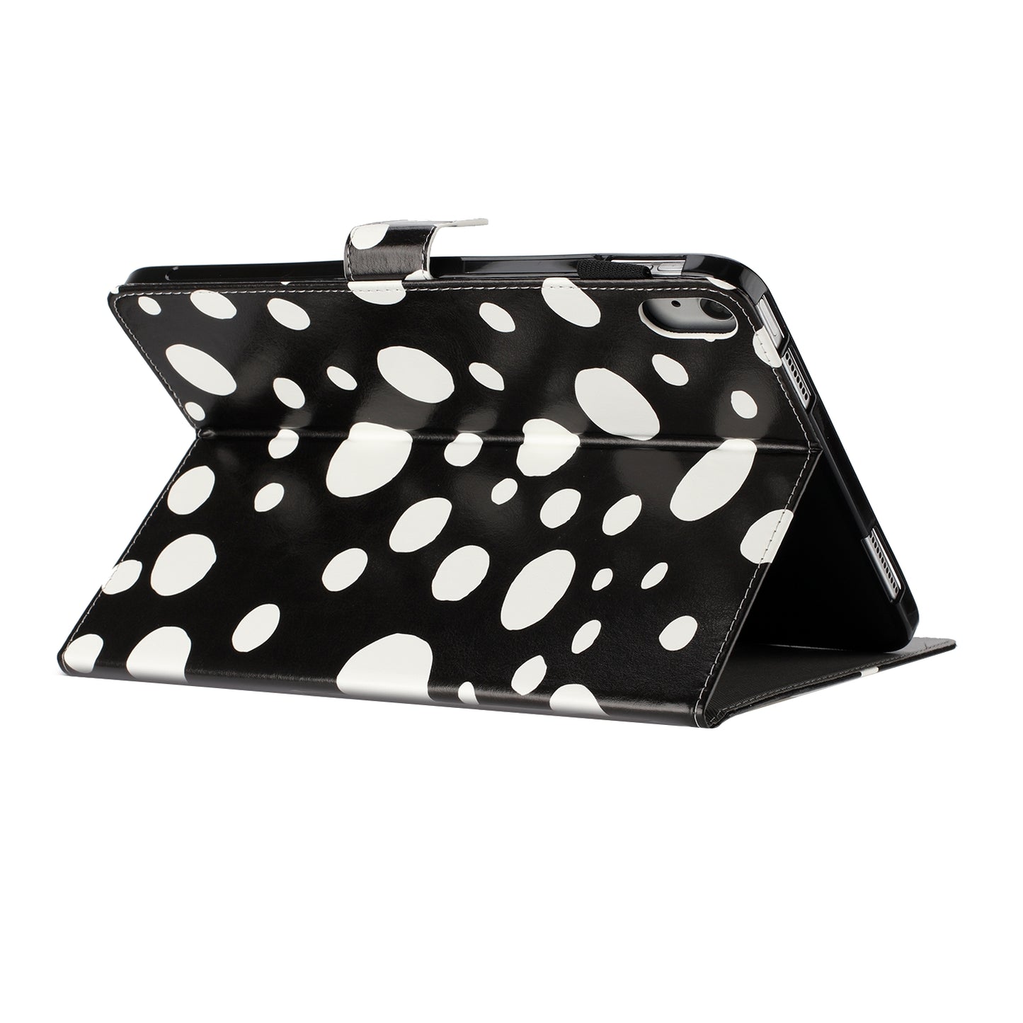 For iPad 10.9 (2022) PU Leather Tablet Cover Dots Pattern Stand Smart Cover with Card Holder