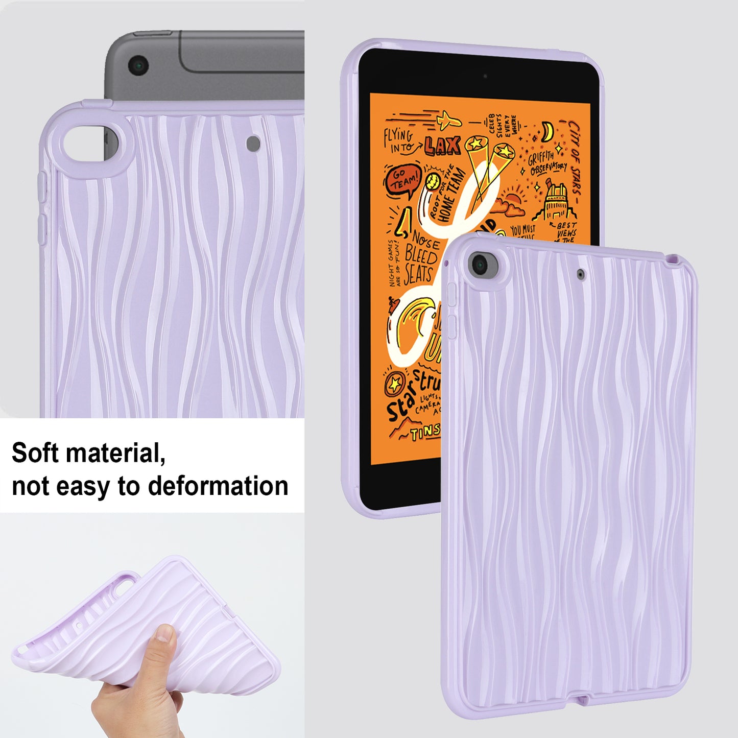 For iPad mini (2019) 7.9 inch / mini 4 Anti-drop Tablet Case Soft TPU Wave Texture Tablet Cover