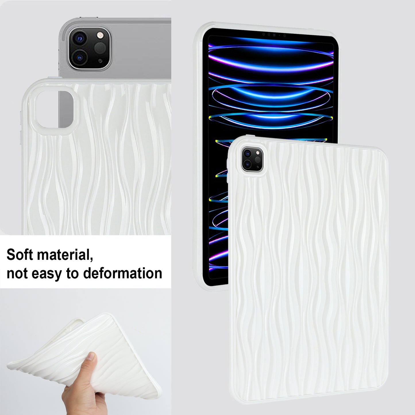 For iPad Pro 11 (2020) / (2021) / (2022) Soft TPU Tablet Case Wave Texture Anti-scratch Tablet Cover