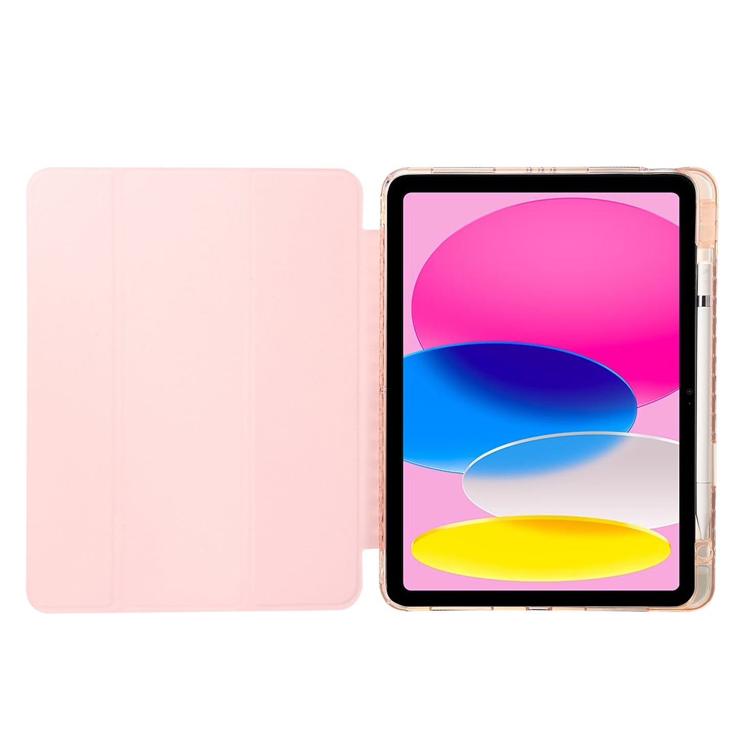 For iPad 10.9 (2022) Tri-fold Stand Smart Case PU Leather Transparent Acrylic+TPU Tablet Cover