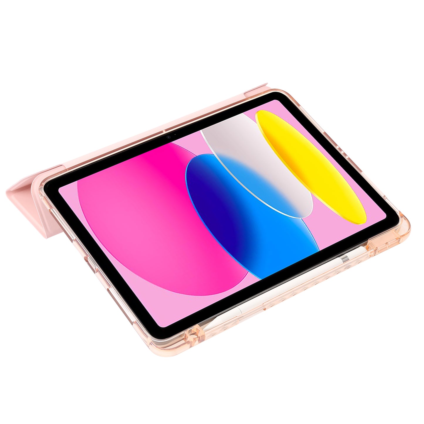 For iPad 10.9 (2022) Tri-fold Stand Smart Case PU Leather Transparent Acrylic+TPU Tablet Cover