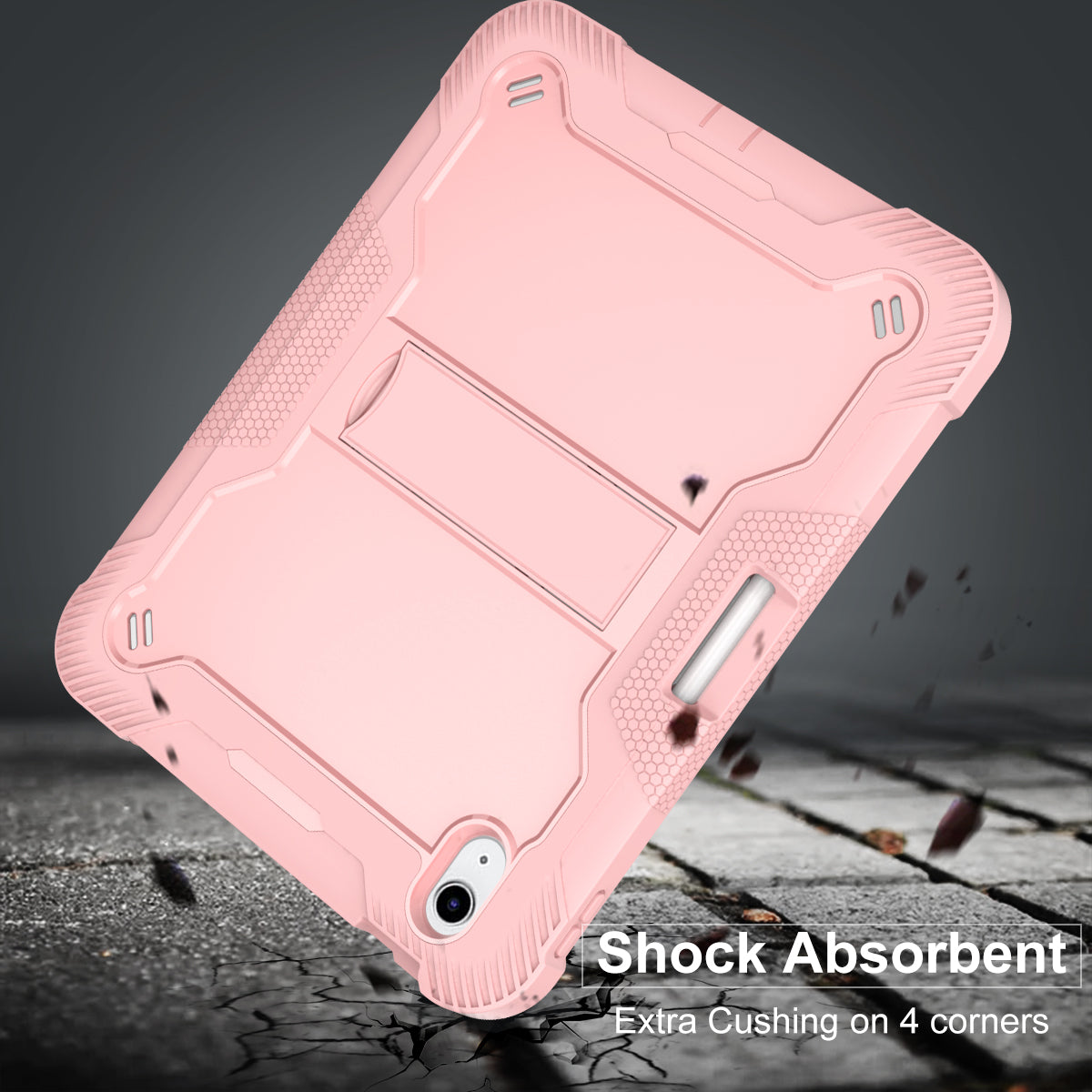 For iPad 10.9 (2022) Tablet Cover Armor Defender Silicone + PC Kickstand Case with Pencil Holder