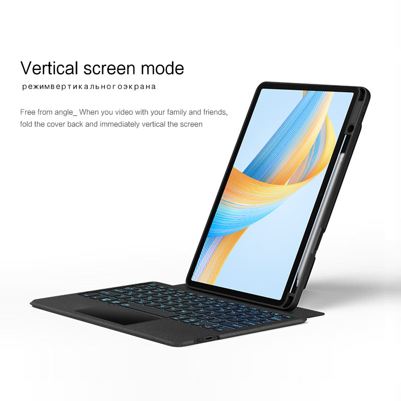 For Honor Pad V8 PU Leather Tablet Case with Detachable Wireless Backlit Keyboard