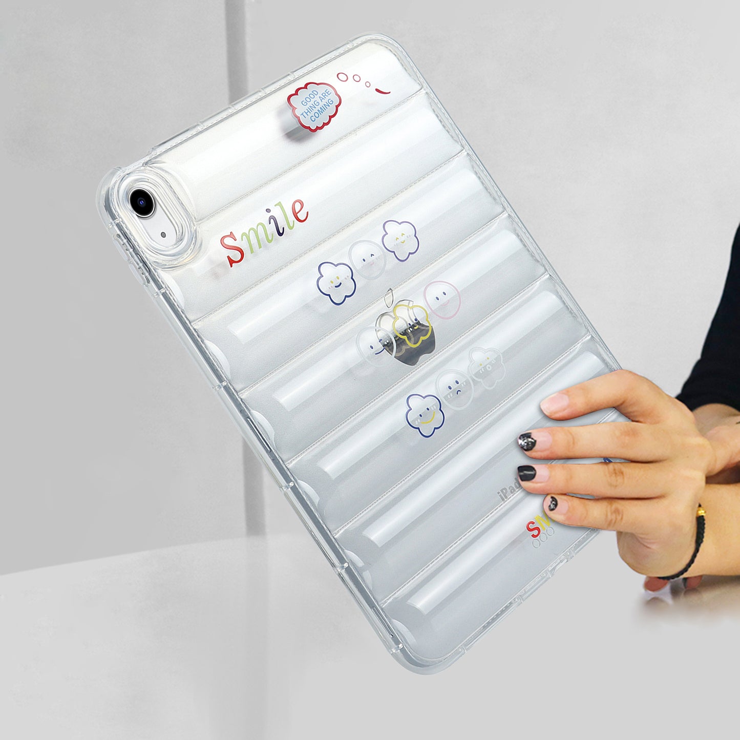 For iPad 10.9 (2022) Soft TPU Pattern Tablet Case Down Jacket Design Air Cushion Shockproof Cover