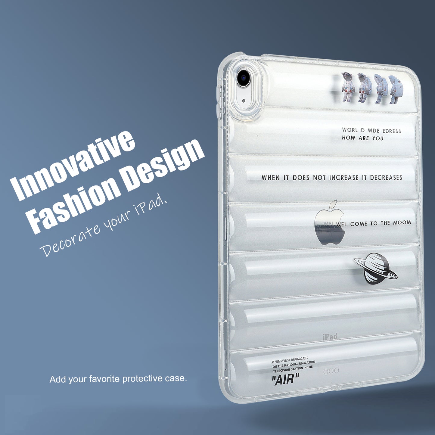 For iPad 10.9 (2022) Soft TPU Pattern Tablet Case Down Jacket Design Air Cushion Shockproof Cover