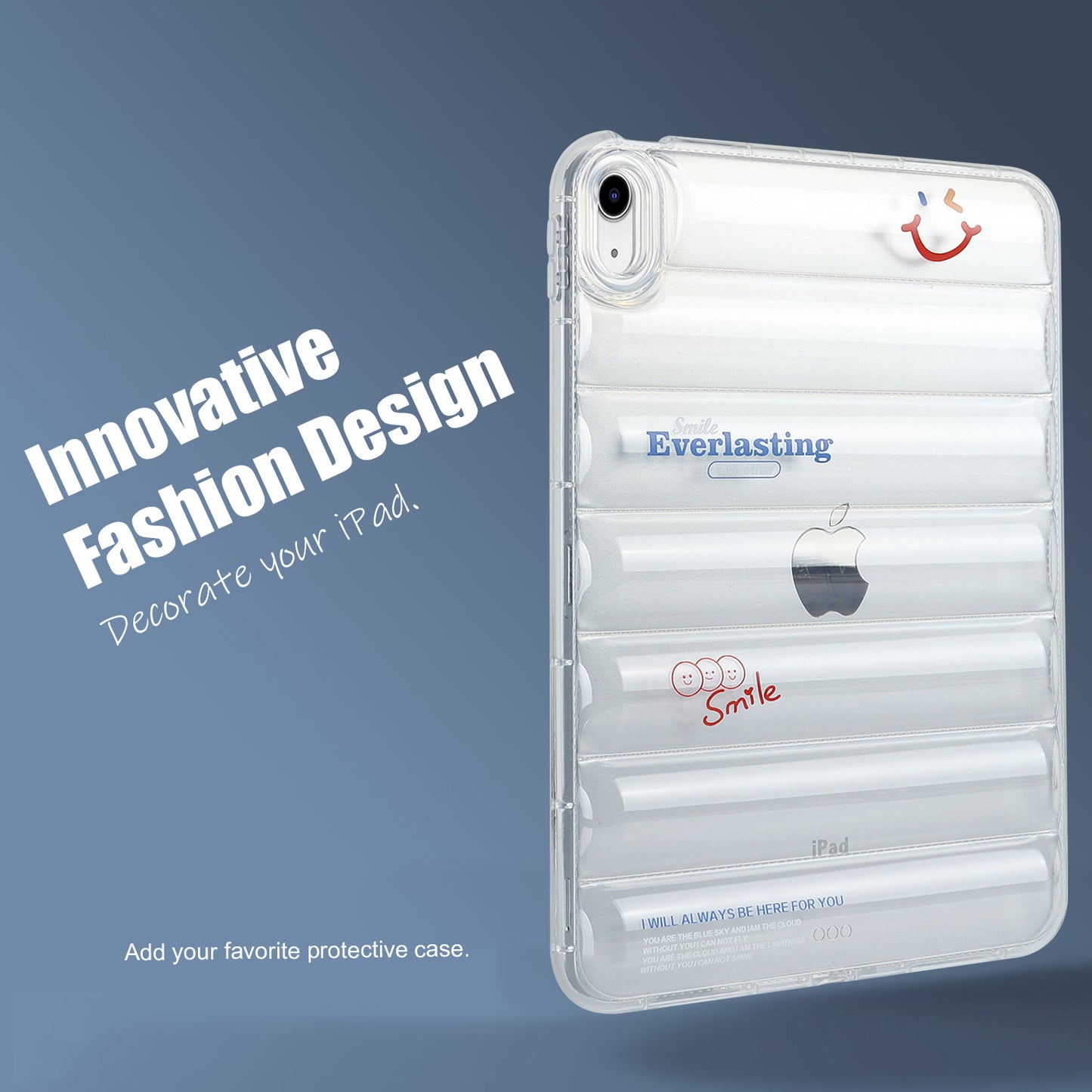 For iPad 10.9 (2022) Soft TPU Pattern Tablet Case Down Jacket Design Air Cushion Shockproof Cover