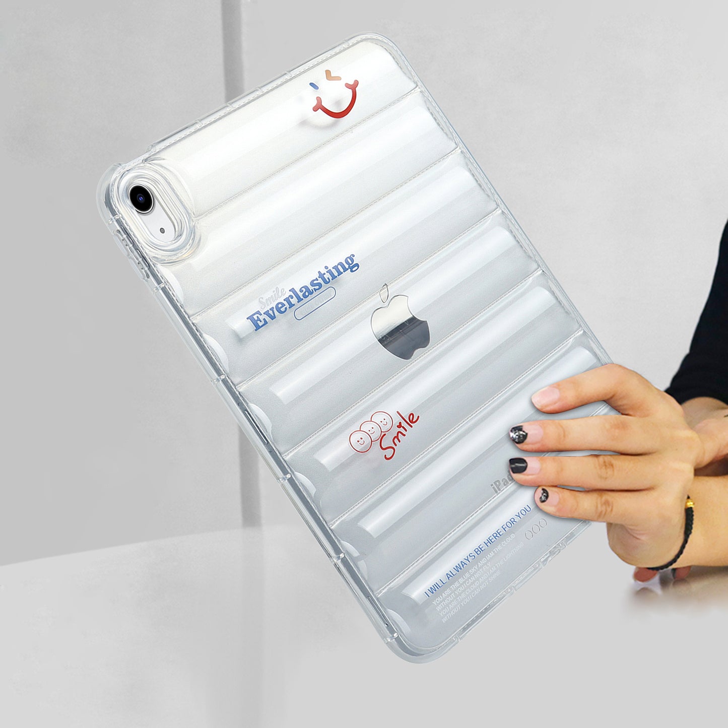 For iPad 10.9 (2022) Soft TPU Pattern Tablet Case Down Jacket Design Air Cushion Shockproof Cover