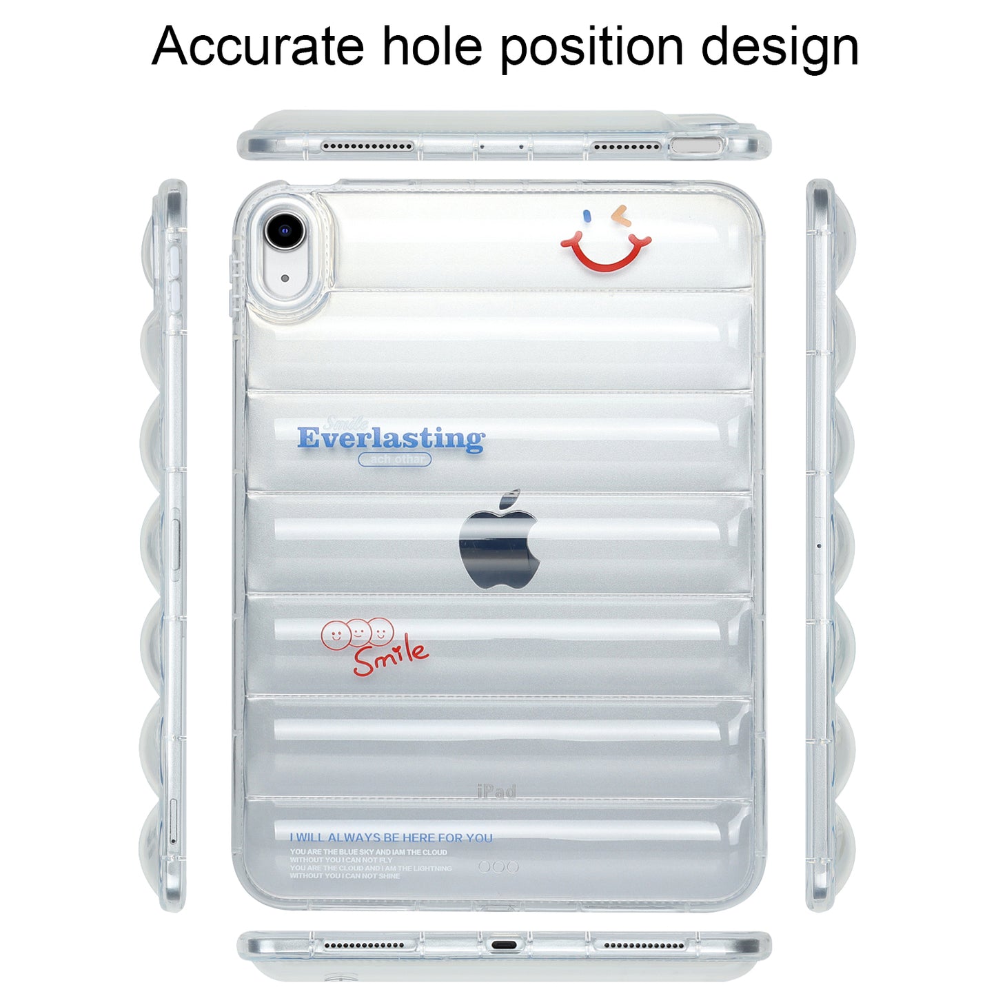 For iPad 10.9 (2022) Soft TPU Pattern Tablet Case Down Jacket Design Air Cushion Shockproof Cover