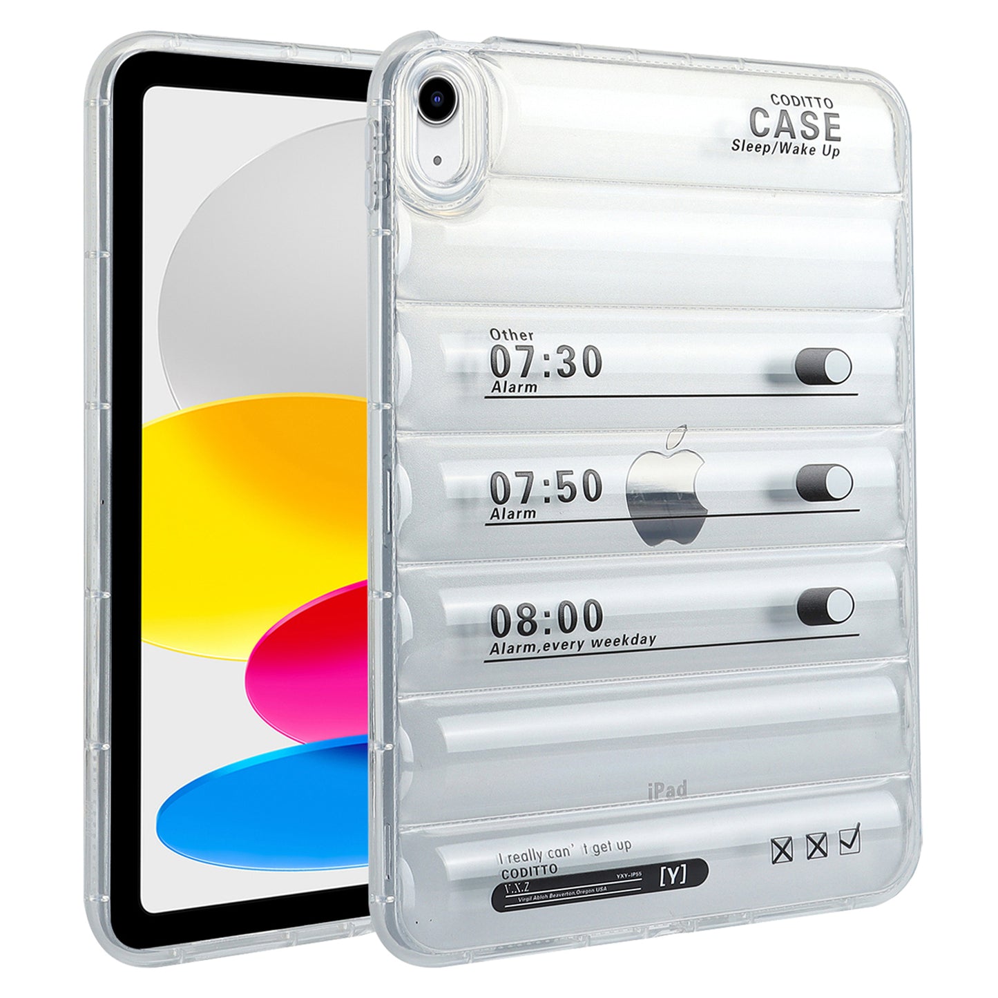 For iPad 10.9 (2022) Soft TPU Pattern Tablet Case Down Jacket Design Air Cushion Shockproof Cover