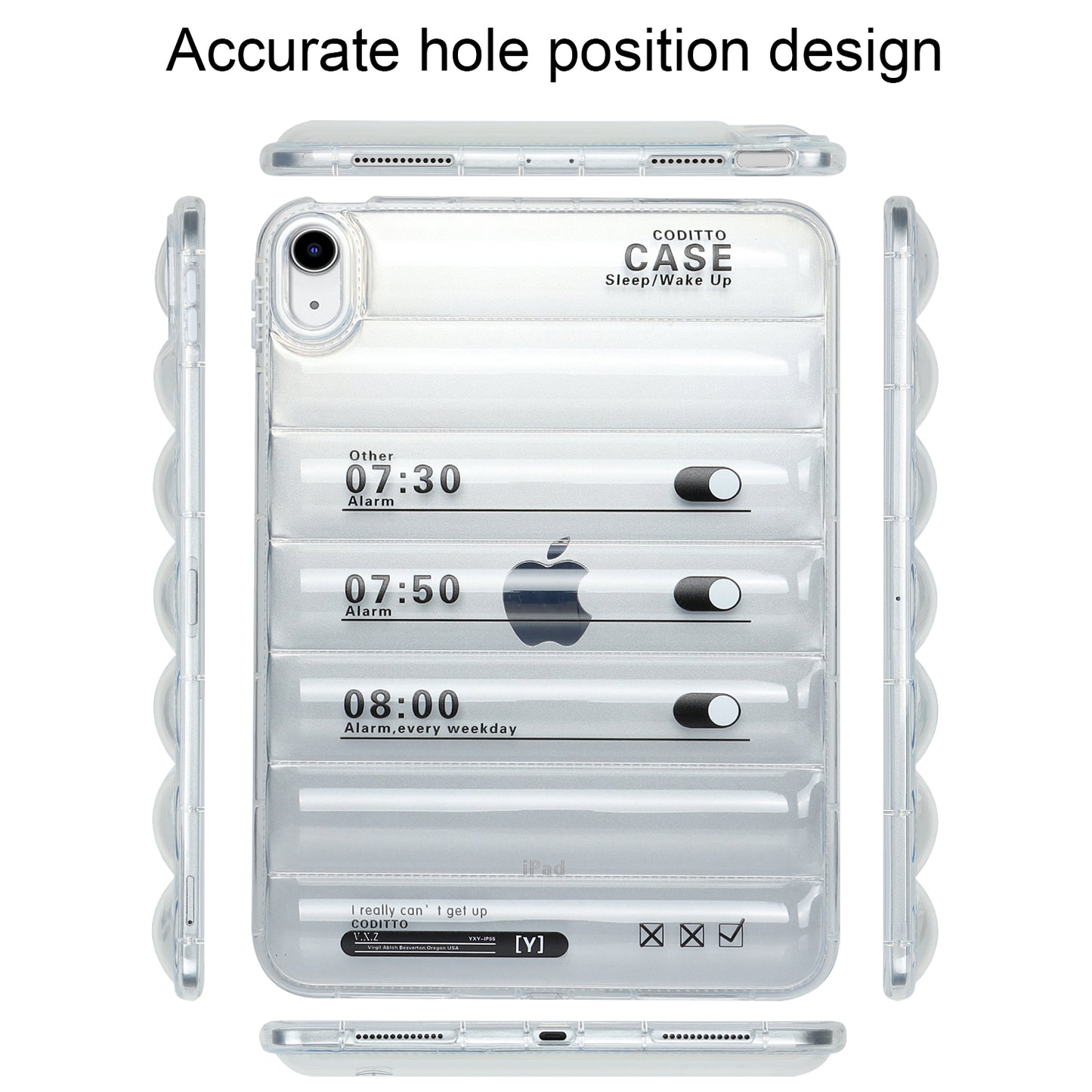For iPad 10.9 (2022) Soft TPU Pattern Tablet Case Down Jacket Design Air Cushion Shockproof Cover